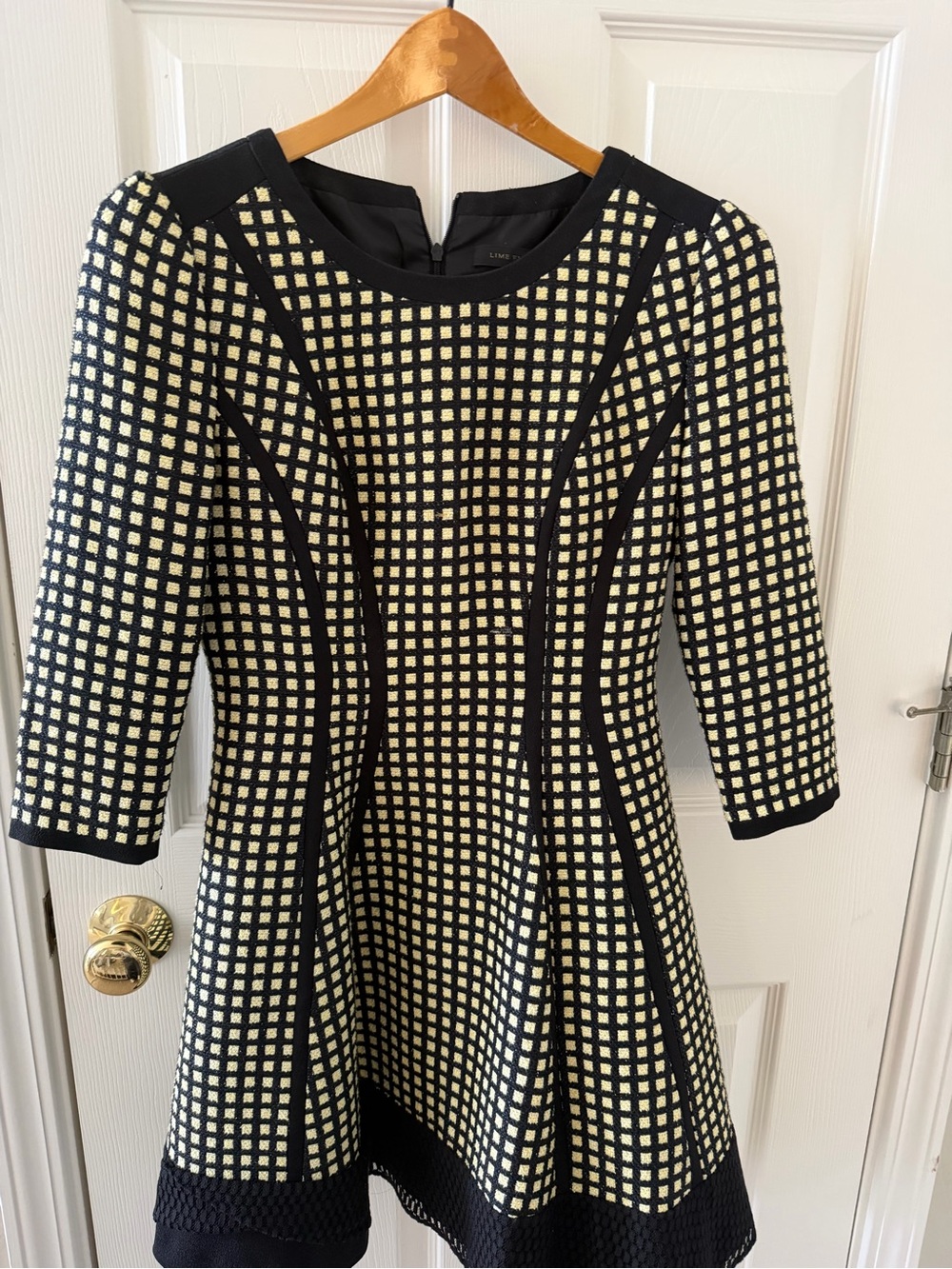LIME FLARE Black & Cream Textured Fit-and-Flare Dress/ Used Excellent condition